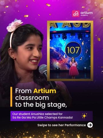 Student Anushka Kaginere from Artium to Sa Re Ga Ma Pa Lil Champs Kannada